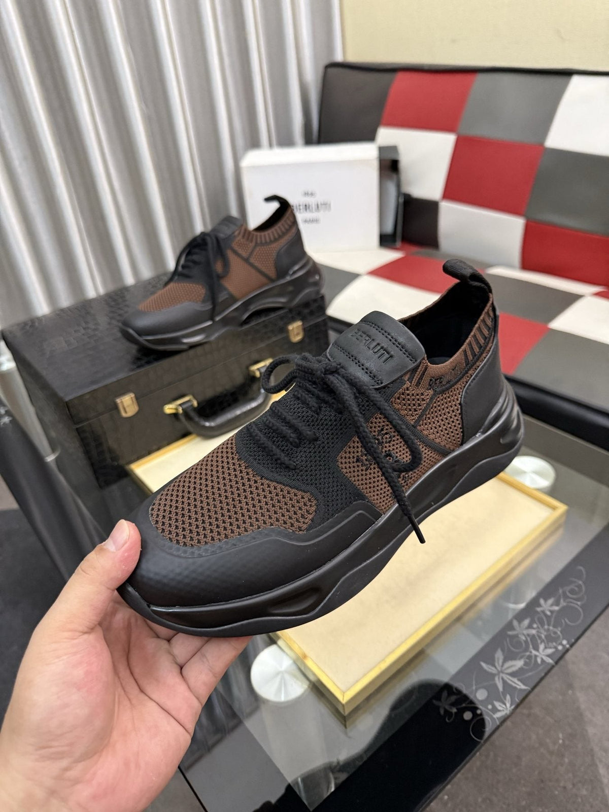 BERLUTI Men's Mesh-Panel Lace-Up Sneakers